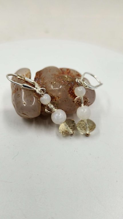 Oregon Sunstone and Moonstone beaded earrings