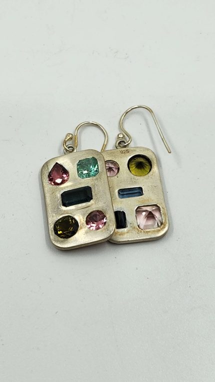 Tourmaline "paint palate" earrings in sterling silver